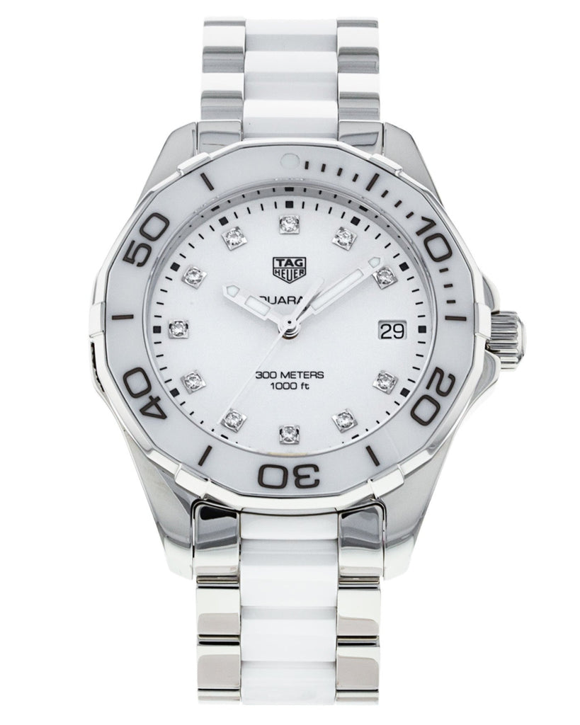 Tag Heuer Aquaracer Diamonds White Dial Two Tone Steel Strap Watch for Women - WAY131D.BA0914