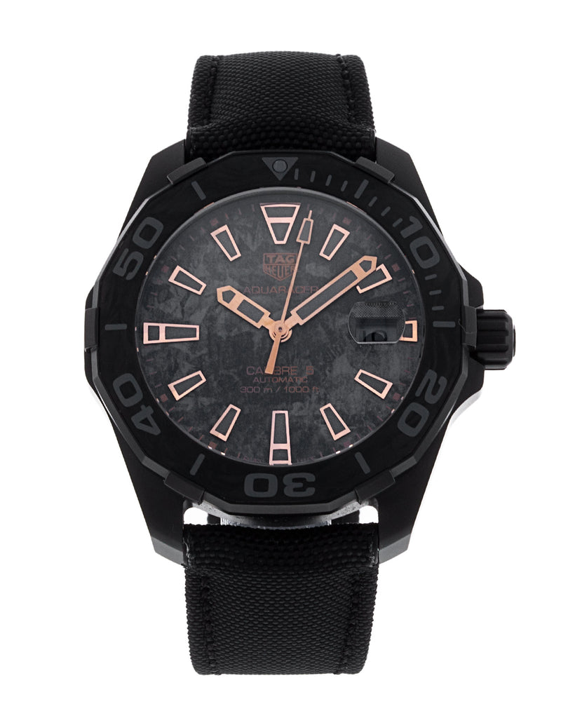 Tag Heuer Aquaracer Calibre 5 Black NATO Strap Carbon Dial Watch for Men - WBD218A.FC6445