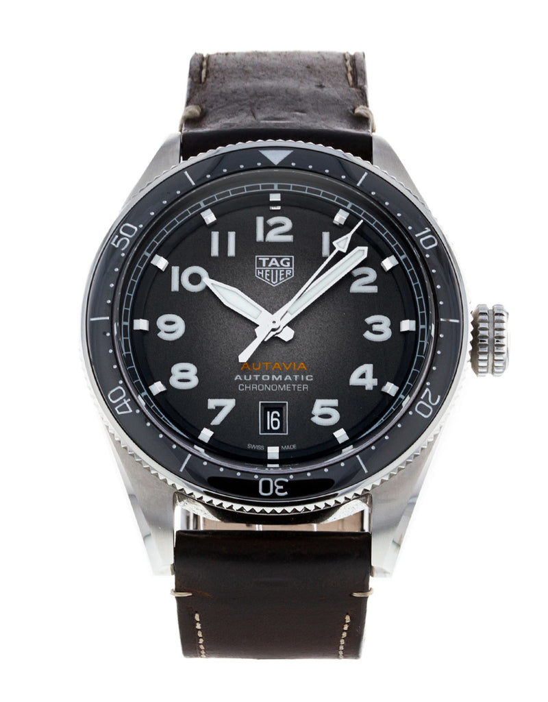 Tag Heuer Autavia Automatic Grey Dial Brown Leather Strap Watch for Men - WBE5114.FC8266