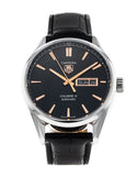Tag Heuer Carrera Calibre 5 Automatic Black Dial Black Leather Strap Watch for Men - WAR201C.FC6266