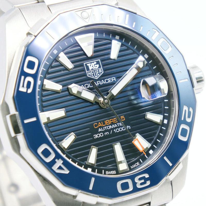 Tag Heuer Aquaracer Calibre 5 Blue Dial Silver Steel Strap Watch for Men - WAY211C.BA0928