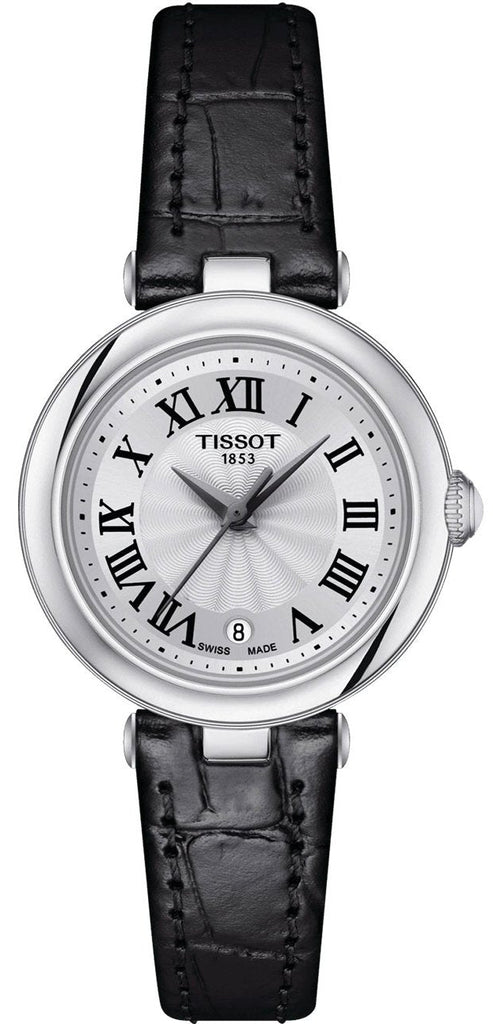 Tissot Bellissima Small Lady Silver Dial Black Leather Strap Watch For Women - T126.010.16.013.00