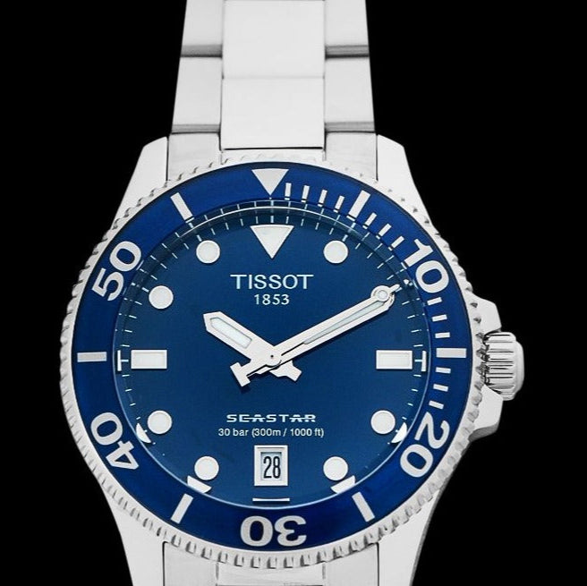 Tissot Seastar 1000 Lady Blue Dial Silver Steel Strap Watch For Women - T120.210.11.041.00