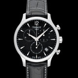 Tissot T Classic Tradition Chronograph Black Dial Black Leather Strap Watch For Men - T063.617.16.057.00
