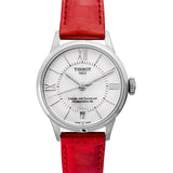 Tissot Chemin Des Tourelles Powermatic 80 Mother of Pearl White Dial Red Leather Strap Watch For Women - T099.207.16.118.00