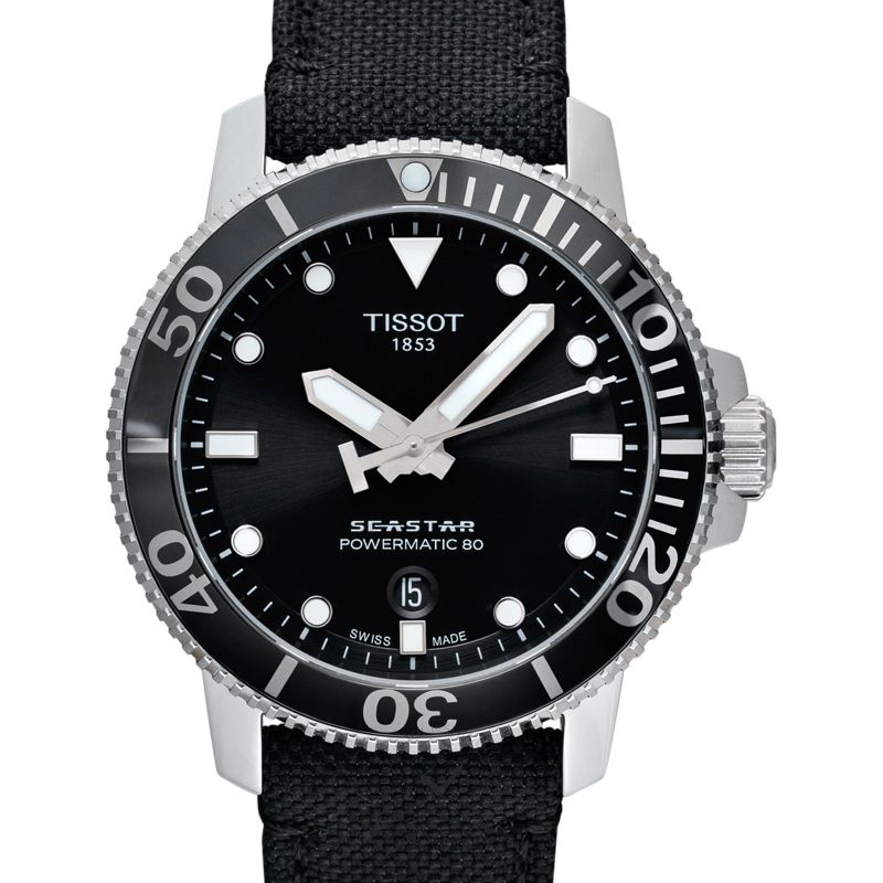 Tissot Seastar 1000 Powermatic 80 Black Dial Black Nylon Strap Watch For Men - T120.407.17.051.00