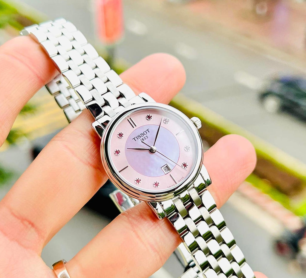 Tissot T Classic Carson Premium Pink Dial Silver Steel Strap Watch for Women - T122.210.11.159.00