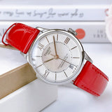 Tissot Chemin Des Tourelles Powermatic 80 Mother of Pearl White Dial Red Leather Strap Watch For Women - T099.207.16.118.00