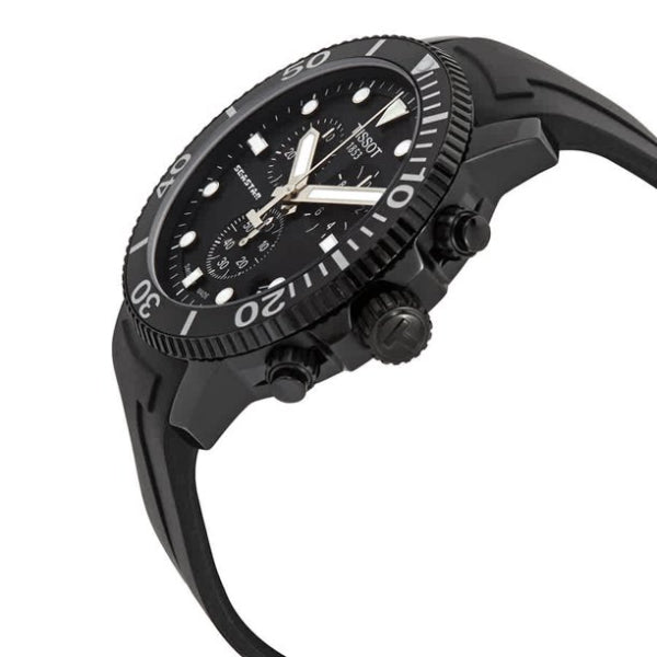 Tissot Seastar 1000 Chronograph Black Dial Black Rubber Strap Watch For Men - T120.417.37.051.02