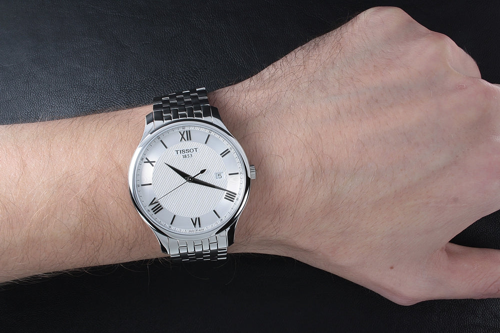 Tissot T Classic Tradition Silver Dial Silver Steel Strap Watch For Men - T063.610.11.038.00