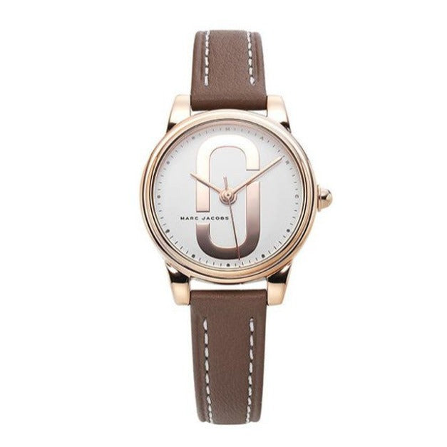 Marc Jacobs Corie White Dial Brown Leather Strap Watch for Women - MJ1581