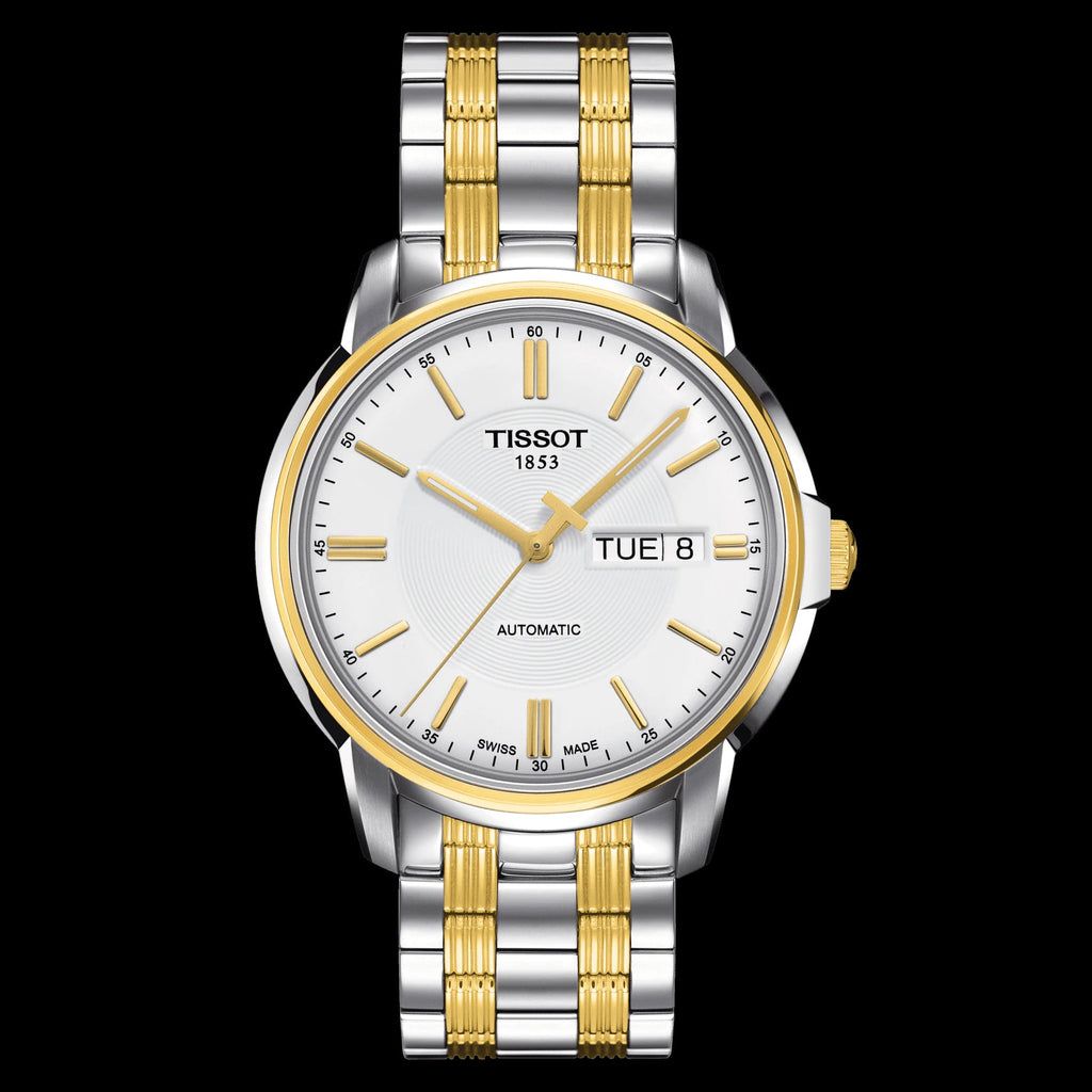Tissot T Classic Automatics III White Dial Two Tone Steel Strap Watch For Men - T065.430.22.031.00