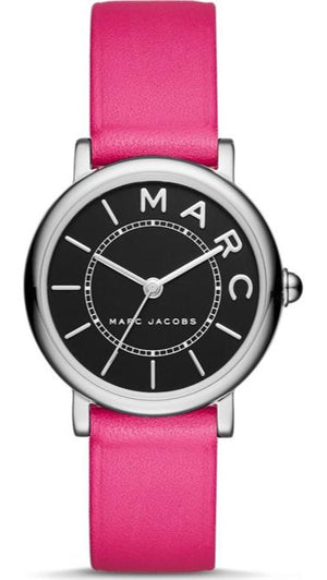 Marc Jacobs Roxy Black Dial Pink Leather Strap Watch for Women - MJ1535