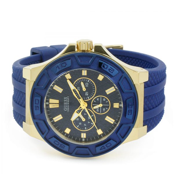 Guess Force Blue & Rose Gold Dial Blue Silicone Strap Watch For Men - W0674G2
