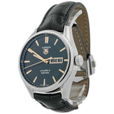 Tag Heuer Carrera Calibre 5 Automatic Black Dial Black Leather Strap Watch for Men - WAR201C.FC6266