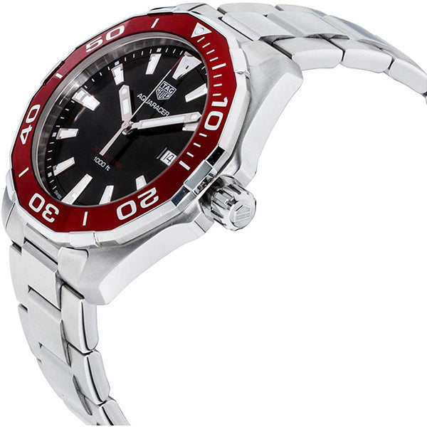 Tag Heuer Aquaracer Black Dial Silver Steel Strap Watch for Men - WAY101B.BA0746