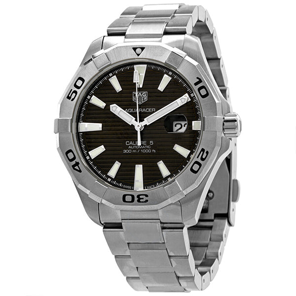 Tag Heuer Aquaracer Calibre 5 Automatic Sunray Brown Dial Silver Steel Strap Watch for Men - WAY2018.BA0927