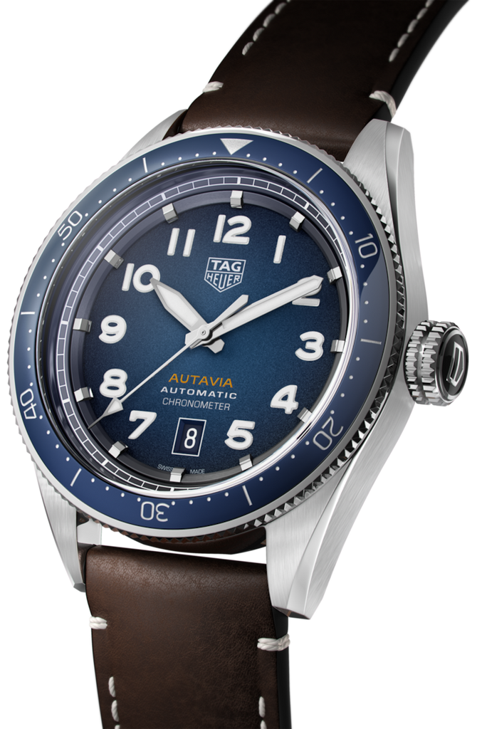 Tag Heuer Autavia Calibre 5 Automatic Blue Dial Brown Leather Strap Watch for Men - WBE5116.FC8266