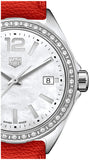 Tag Heuer Formula 1 Quartz Diamonds Mother of Pearl Dial Orange Leather Strap Watch for Women - WBJ131A.FC8250