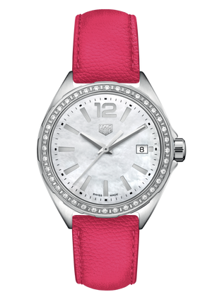 Tag Heuer Formula 1 Quartz Mother of Pearl Dial Pink Leather Strap Watch for Women - WBJ131A.FC8252