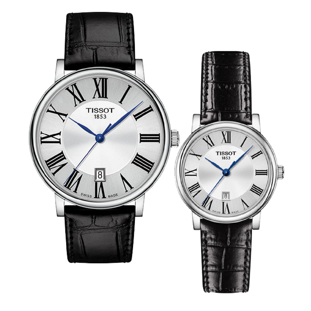 Tissot Carson Premium Lady Silver Dial Black Leather Strap Watch For Women - T122.210.16.033.00