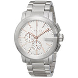 Gucci G Chrono Chronograph Silver Dial Silver Steel Strap Watch For Men - YA101201