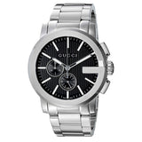 Gucci G Chrono Black Dial Silver Steel Strap Watch For Men - YA101204