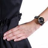 Gucci Interlocking G Gold Black Dial Black Leather Strap Unisex Watch - YA133326