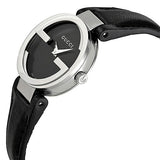 Gucci Interlocking G Iconic Black Dial Black Leather Strap Watch For Men - YA133205