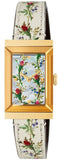 Gucci G-Frame Floral Mother of Pearl Dial White Leather Strap Watch For Women - YA147407