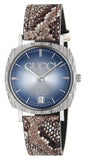 Gucci Grip Vintage Blue Dial Snakeskin Brown Leather Strap Watch for Women - YA152401