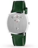 Gucci Grip Silver Dial Green Leather Strap Unisex Watch - YA157412
