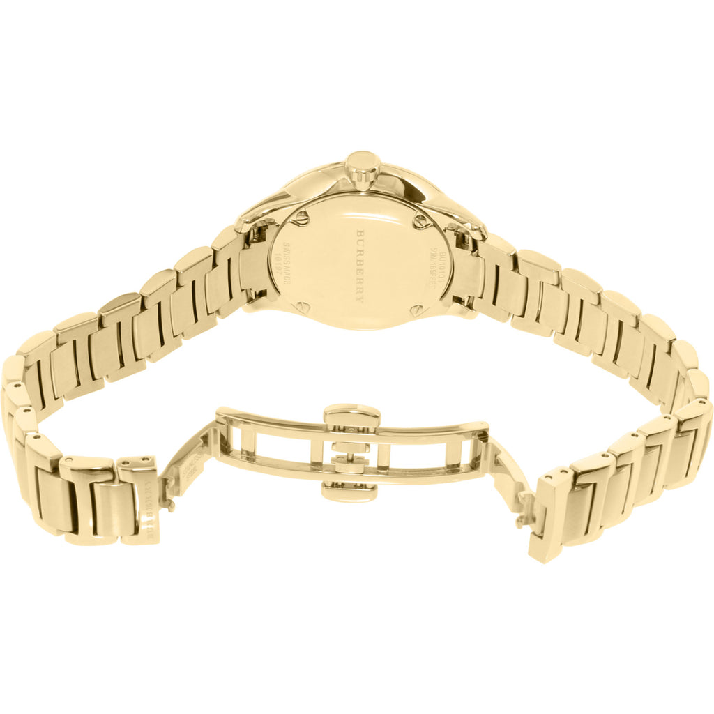 Burberry The Classic Champagne Dial Gold Steel Strap Watch for Women - BU10109