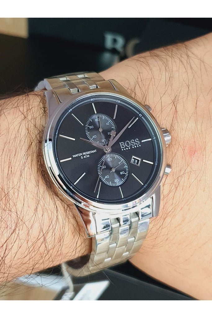 Hugo Boss Jet Blue Dial Silver Steel Strap Watch for Men - 1513384