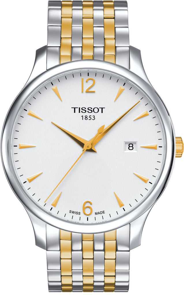 Tissot T Classic Tradition White Dial Two Tone Mesh Bracelet Watch For Men - T063.610.22.037.00