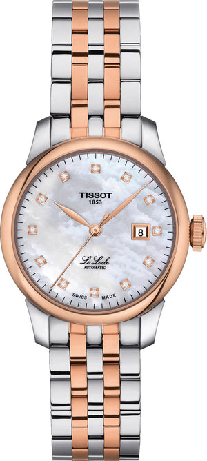 Tissot Le Locle Automatic Diamonds Mother of Pearl White Dial Two Tone Steel Strap Watch For Women - T006.207.22.116.00