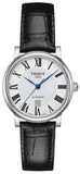 Tissot Carson Premium Automatic Lady Silver Dial Black Leather Strap Watch for Women - T122.207.16.033.00