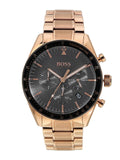 Hugo Boss Trophy Grey Dial Rose Gold Steel Strap Watch for Men - 1513632