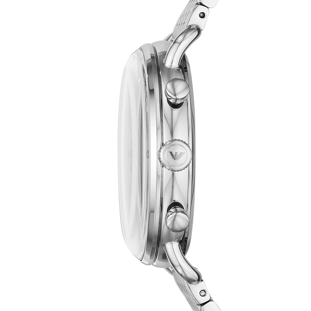 Emporio Armani Aviator Chronograph Blue Dial Silver Steel Strap Watch For Men - AR11238