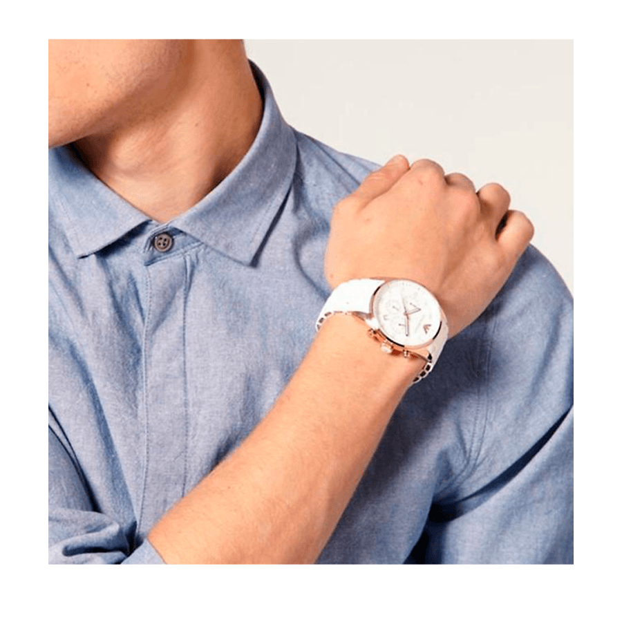 Emporio Armani Sportivo White Dial White Rubber Strap Watch For Men - AR5919