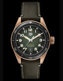 Tag Heuer Autavia Calibre 5 Automatic Olive Green Dial Green Leather Strap Watch for Men - WBE5190.FC8268