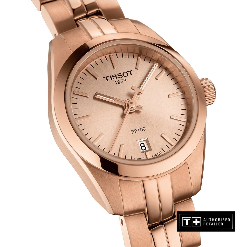 Tissot T Classic PR 100 Donna Rose Gold Lady Small Watch For Women - T101.010.33.451.00