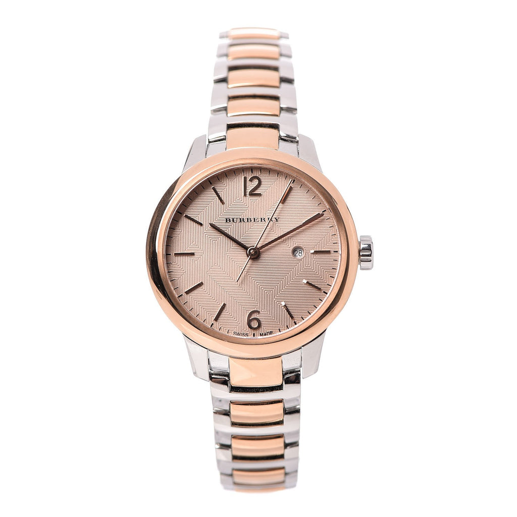 Burberry The Classic Rose Gold Dial Two Tone Steel Strap Watch for Women - BU10117