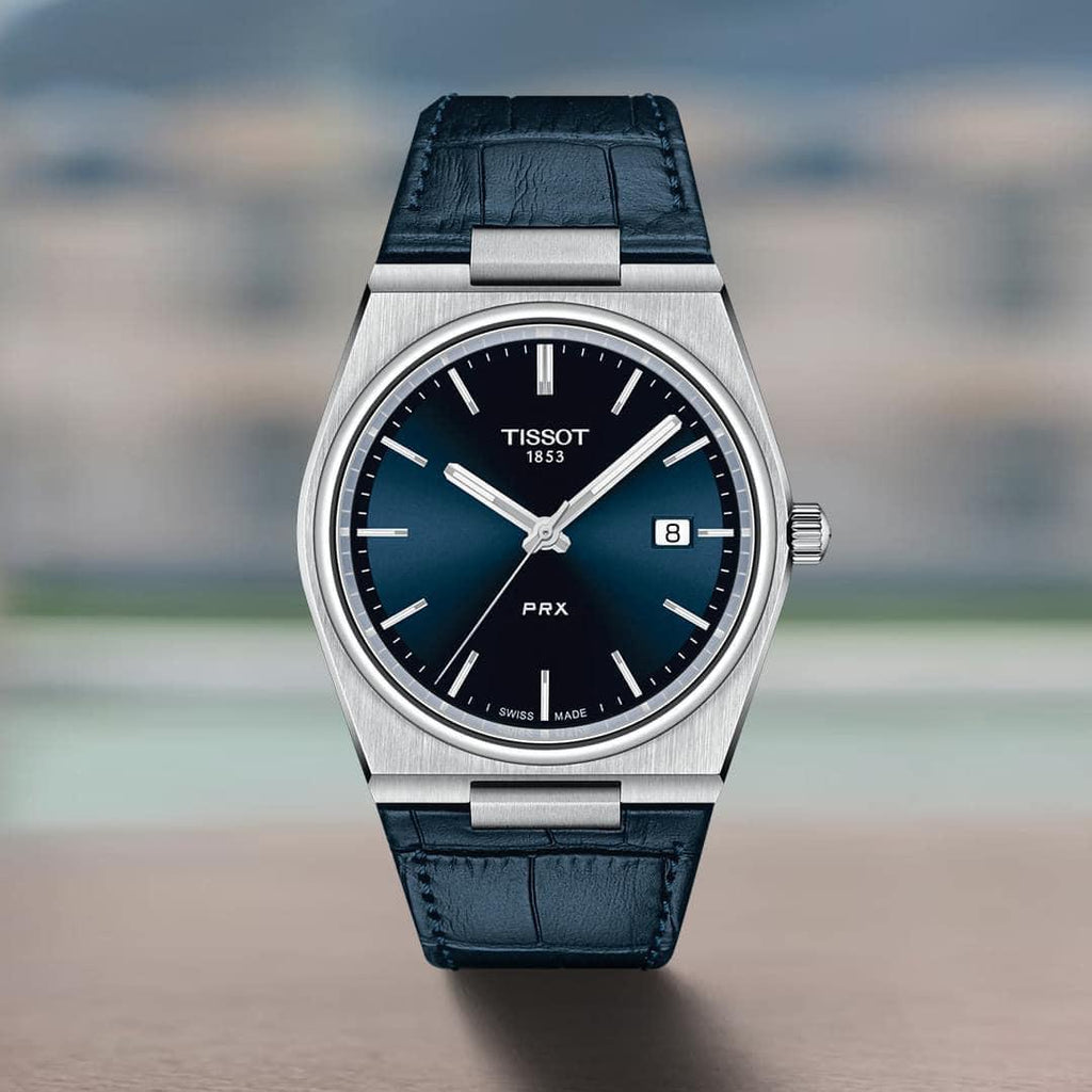 Tissot PRX Blue Dial Blue Leather Strap Watch for Men - T137.410.16.041.00