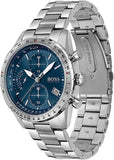Hugo Boss Talent Blue Dial Silver Steel Strap Watch for Men - 1513582
