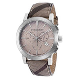 Burberry The City Smoke Dial Checked Brown Leather Strap Watch for Men - BU9358