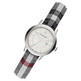 Burberry Classic Stone Silver Dial Horseberry Black Leather Strap Watch for Women - BU10103