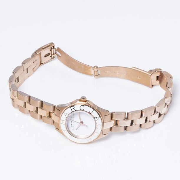 Marc Jacobs Blade White Dial Rose Gold Steel Strap Watch for Women - MBM3076