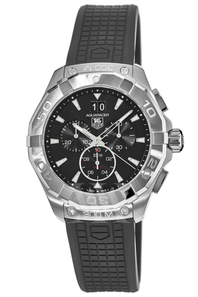 Tag Heuer Aquaracer Chronograph Black Dial Black Rubber Strap Watch for Men - CAY1110.FT6041