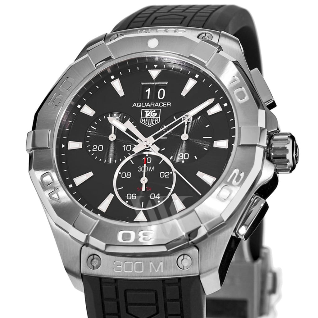 Tag Heuer Aquaracer Chronograph Black Dial Black Rubber Strap Watch for Men - CAY1110.FT6041
